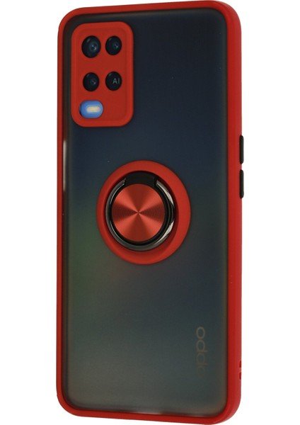 Oppo A54 4g Kılıf Standlı Yüzüklü Buzlu Tasarım Arka Kapak - Kırmızı fiyatları