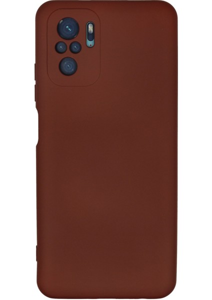 Xiaomi Redmi Note 10S Kılıf Lansman Içi Kadife Lüx Tasarım Silikon Kapak - Kahverengi
