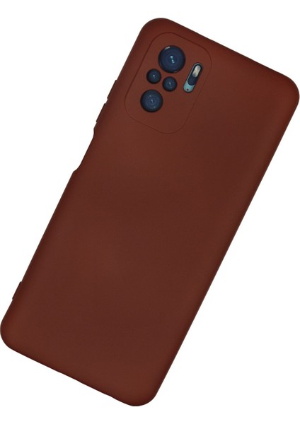 Xiaomi Redmi Note 10S Kılıf Lansman Içi Kadife Lüx Tasarım Silikon Kapak - Kahverengi