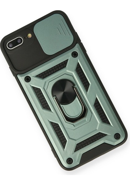 iPhone 8 Plus Kılıf Kamera Korumalı Sürgülü Yüzüklü Armor Military Zırh Tank - Yeşil modelleri