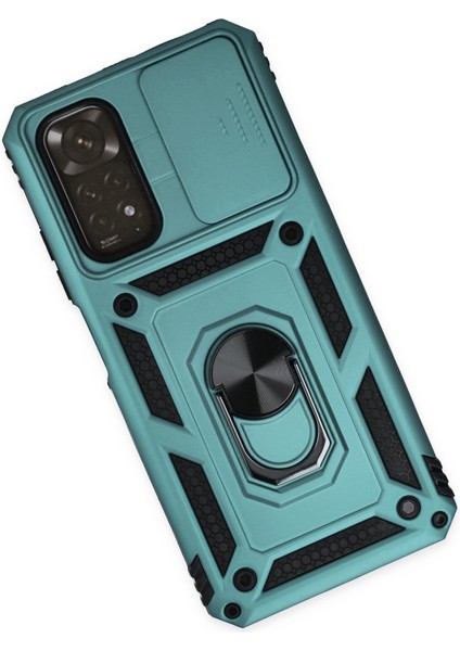 Xiaomi Redmi Note 11 Kılıf Kamera Korumalı Sürgülü Yüzüklü Armor Military Zırh Tank - Yeşil modelleri