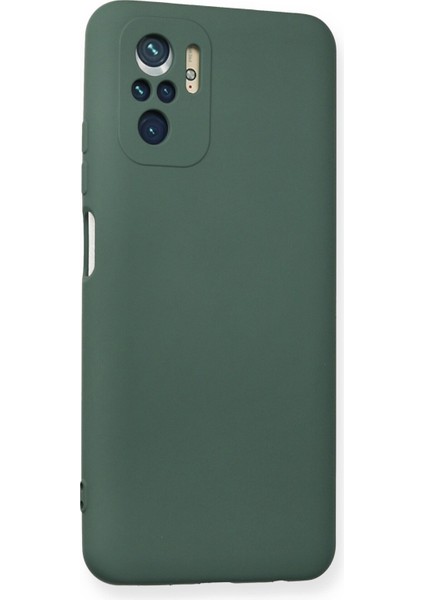 Xiaomi Redmi Note 10 Kılıf Lansman Içi Kadife Lüx Tasarım Silikon Kapak - Koyu Yeşil