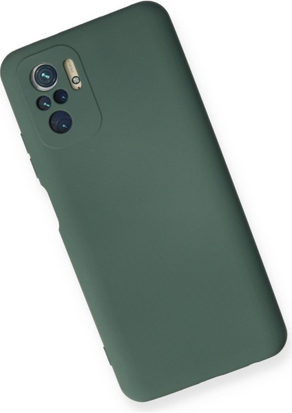 Xiaomi Redmi Note 10 Kılıf Lansman Içi Kadife Lüx Tasarım Silikon Kapak - Koyu Yeşil