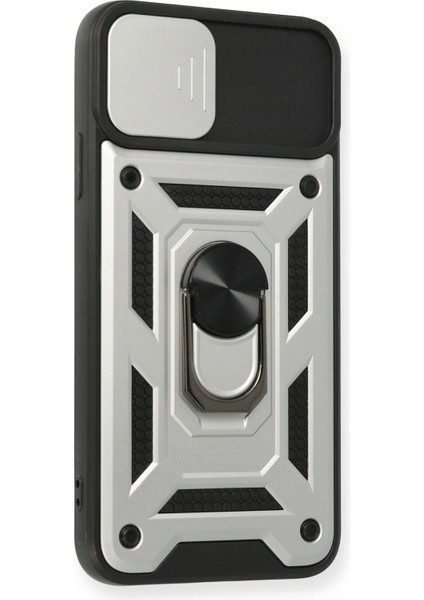 iPhone 11 Pro Max Kılıf Kamera Korumalı Sürgülü Yüzüklü Armor Military Zırh Tank - Gümüş fiyatları