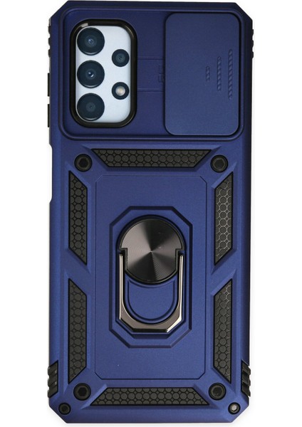 Samsung Galaxy A13 4g Kılıf Kamera Korumalı Sürgülü Yüzüklü Armor Military Zırh Tank - Lacivert