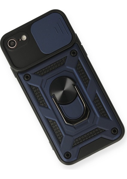 iPhone 7 Kılıf Kamera Korumalı Sürgülü Yüzüklü Armor Military Zırh Tank - Lacivert modelleri