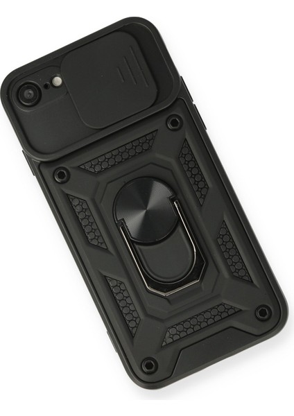 iPhone 8 Kılıf Kamera Korumalı Sürgülü Yüzüklü Armor Military Zırh Tank - Siyah modelleri