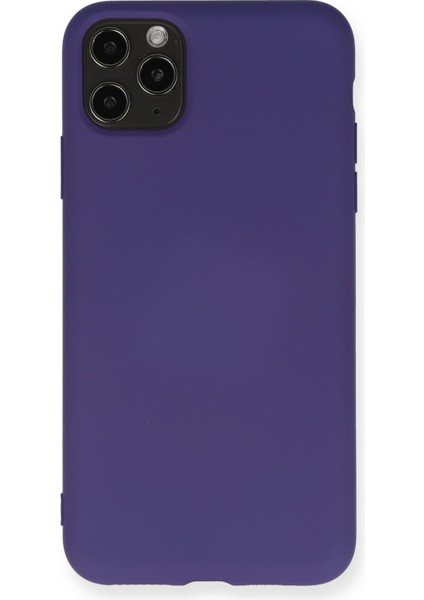 iPhone 11 Pro Max Kılıf Lansman Içi Kadife Lüx Tasarım Silikon Kapak - Koyu Mor