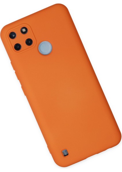 Realme C21Y Kılıf Lansman Içi Kadife Lüx Tasarım Silikon Kapak - Turuncu fiyatları