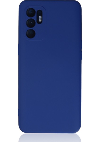 Oppo Reno 6 Kılıf Lansman Içi Kadife Lüx Tasarım Silikon Kapak - Mavi