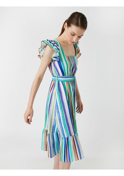 Midi Boy Elbise Kuşaklı Fırfırlı fiyatları