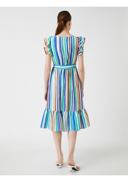 Midi Boy Elbise Kuşaklı Fırfırlı fırsatları