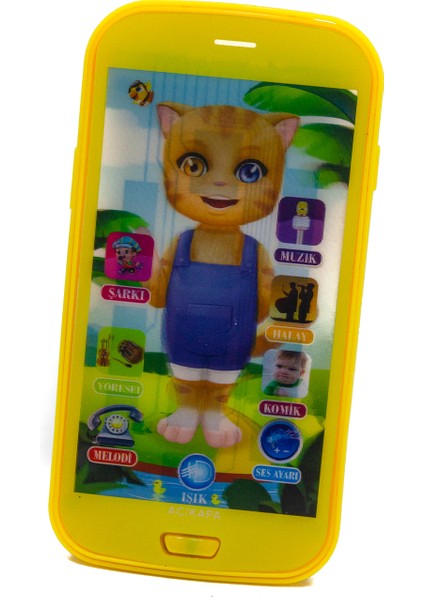 Oyuncak Kedili Telefon Türkçe Sesli 12 Fonksiyonlu Sarı