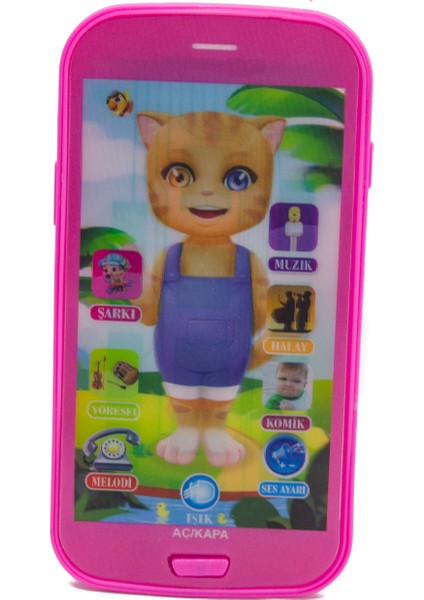 Kedili Telefon Türkçe Sesli 12 Fonksiyonlu Pembe