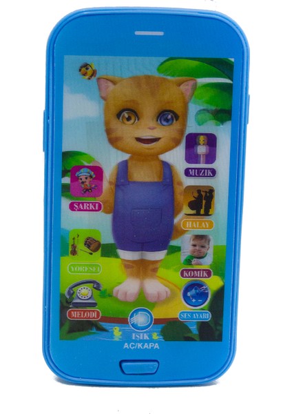 Kedili Telefon Türkçe Sesli 12 Fonksiyonlu Mavi