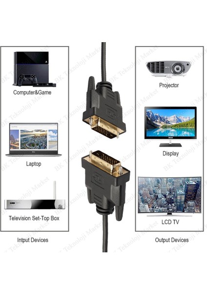 Yüksek Kalite 5 Metre DVI To DVI (24+1) Görüntü Kablosu