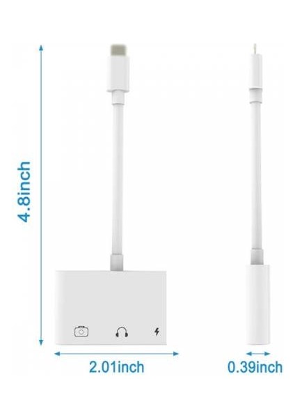 3in1 Apple Lightning Iphone, Ipad Için Şarj, 3.5mm Kulaklık ve USB Girişli Çoğaltıcı Adaptör indirimleri
