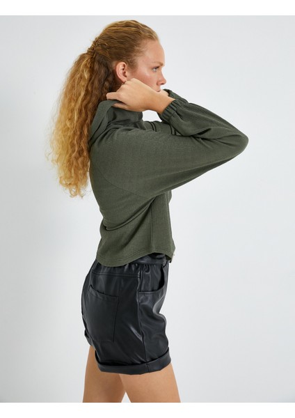 Kapüşonlu Bluz Uzun Kollu