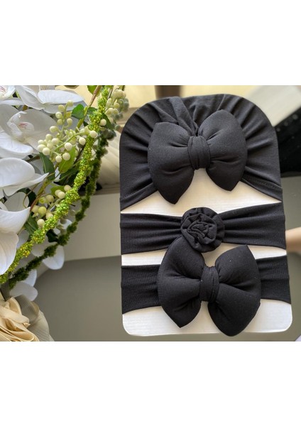 Kız Bebek Fiyonklu Bone Bandana 3lü Set fiyatları