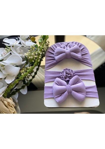 Kız Bebek Fiyonklu Bone Bandana 3lü Set fiyatları