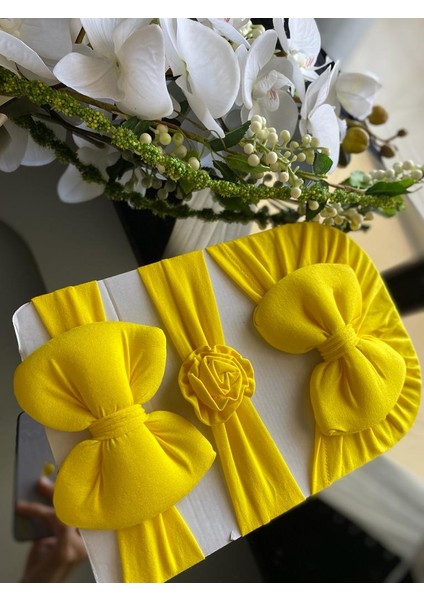 Kız Bebek Fiyonklu Bone Bandana 3lü Set fiyatları
