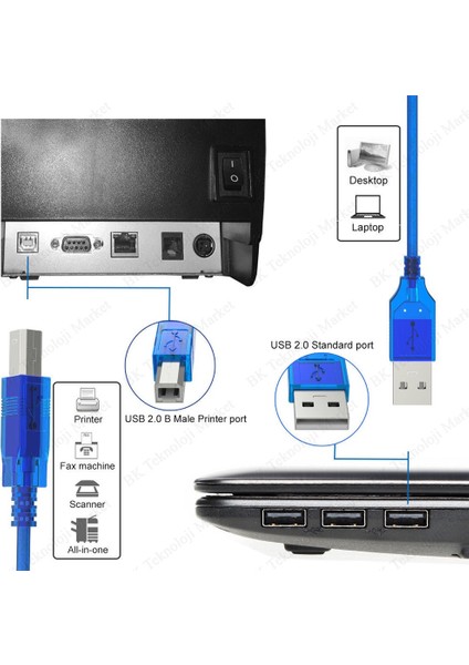 BK Teknoloji 10 Metre Usb2.0 Filtreli Yazıcı Tarayıcı Kablosu