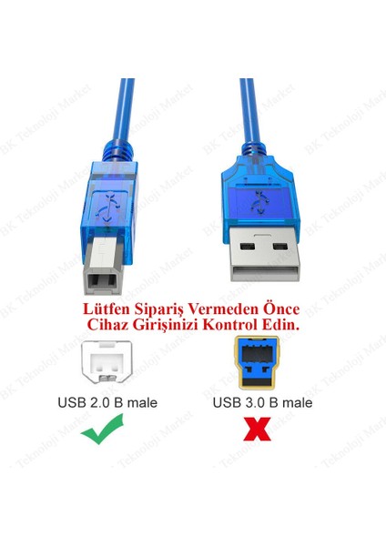 BK Teknoloji 10 Metre Usb2.0 Filtreli Yazıcı Tarayıcı Kablosu