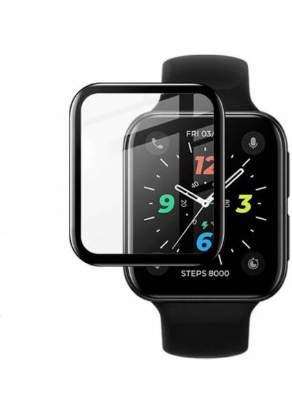 Oppo Watch 2 46MM 3D Full Kavisli Saat Ekran Koruyucu, Pmma Baloncuk Bırakmaz Koruyucu