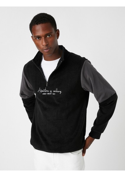 Yakası Fermuarlı Polar Sweatshirt