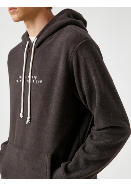 Polar İşlemeli Kapşonlu Sweatshirt Şardonlu