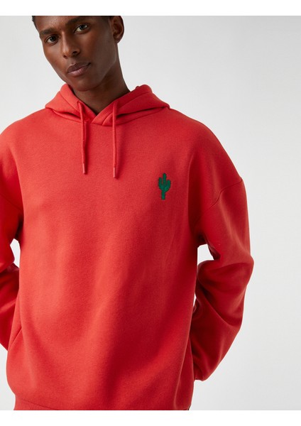 Kaktüs Işlemeli Kapşonlu Sweatshirt