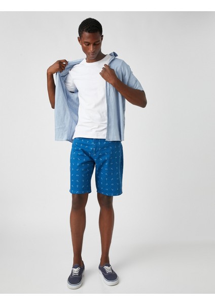 Desenli Gabardin Şort
