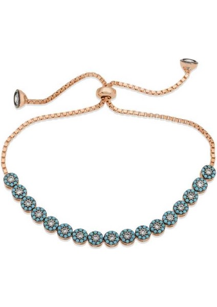 Gümüş Firuze Taşlı Asansör Bileklik