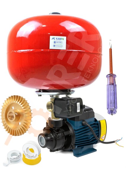 Tam Bakır Sargılı DKM60 24 Lt Italyan Tip Tank Paket Hidrofor  Pompası- 0.55 Hp 370 W 1''