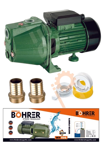 Böhr JET100 Kendinden Emişli 1 Hp 750 Watt Jet Su Pompası Motoru 9 Metre Emiş - 42 Metre Dik Basar