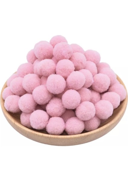Yumuşak Ponpon - 1 cm - Toz Pembe - 25 Adet Peluş Ponpon
