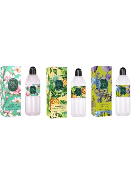 Kolonya Manolya Çiçeği, Hawaii Ananas ve Lavanta Pet Şişe 400 ml
