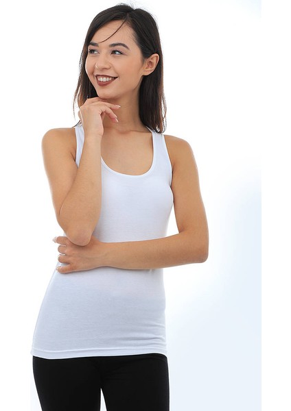 Elastan Spor Rambo Kadın Atlet 145 Beyaz