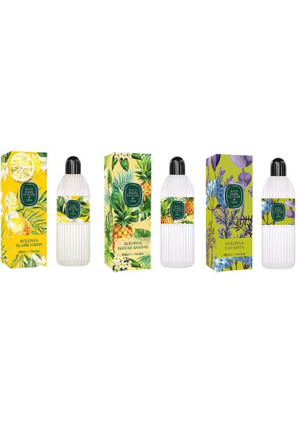 Kolonya Klasik Limon, Hawaii Ananas ve Lavanta Pet Şişe 400 ml