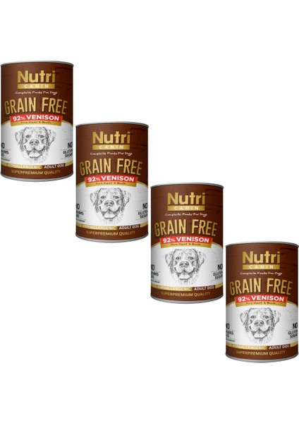 Nutri Canin %92 Geyik Etli 400Gr Tahılsız Yaş Maması 4Adet