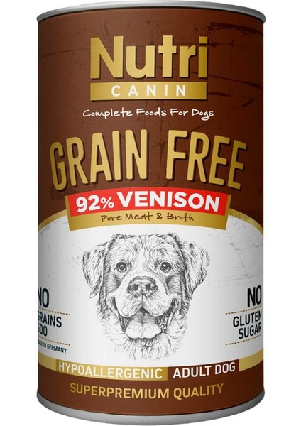 Nutri Canin %92 Geyik Etli 400Gr Tahılsız Yaş Maması 4Adet