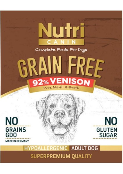 Nutri Canin %92 Geyik Etli 400Gr Tahılsız Yaş Maması 4Adet