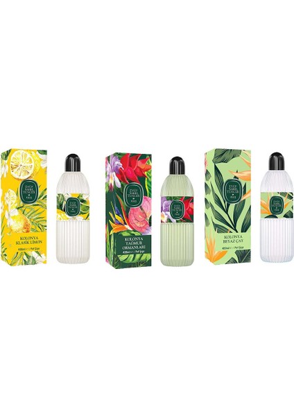 Kolonya Klasik Limon, Yağmur Ormanları ve Beyaz Çay Pet Şişe 400 ml