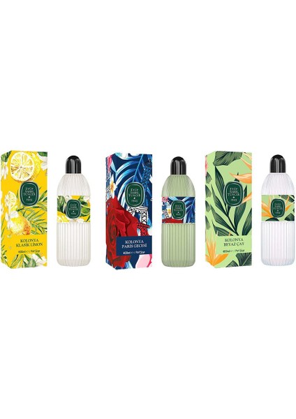 Kolonya Klasik Limon, Paris Gecesi ve Beyaz Çay Pet Şişe 400 ml