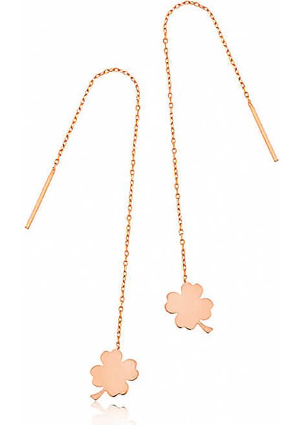 ​gümüş Zincir Yonca Kadın Küpe