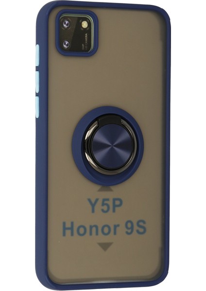 Huawei Y5P Kılıf Standlı Yüzüklü Buzlu Tasarım Arka Kapak - Lacivert fiyatları
