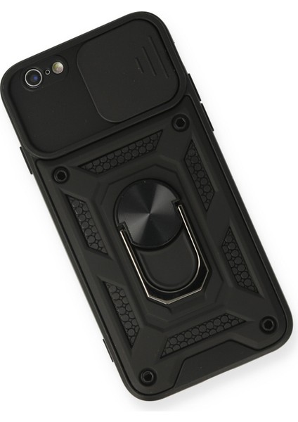 iPhone 6 Kılıf Kamera Korumalı Sürgülü Yüzüklü Armor Military Zırh Tank - Siyah modelleri