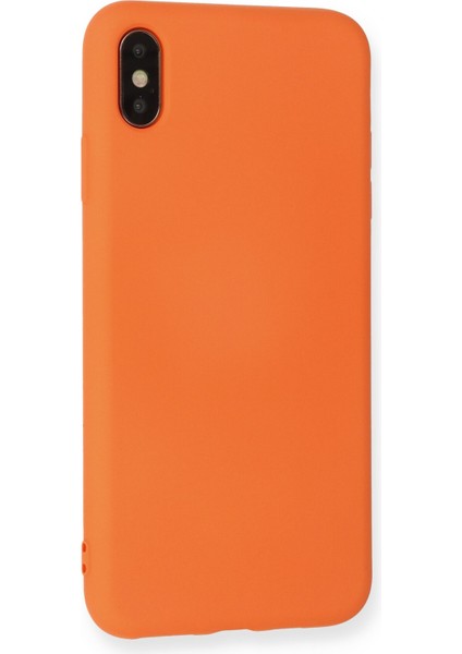 iPhone Xs Max Kılıf Lansman Içi Kadife Lüx Tasarım Silikon Kapak - Turuncu