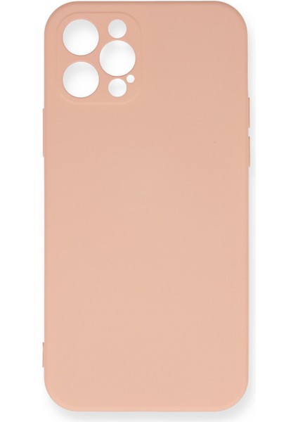iPhone 12 Pro Max Kılıf Lansman Içi Kadife Lüx Tasarım Silikon Kapak - Pudra