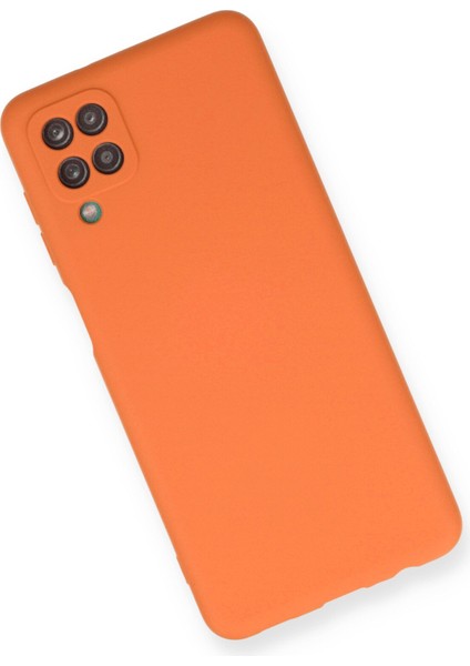 Samsung Galaxy A12 Kılıf Lansman Içi Kadife Lüx Tasarım Silikon Kapak - Turuncu modelleri